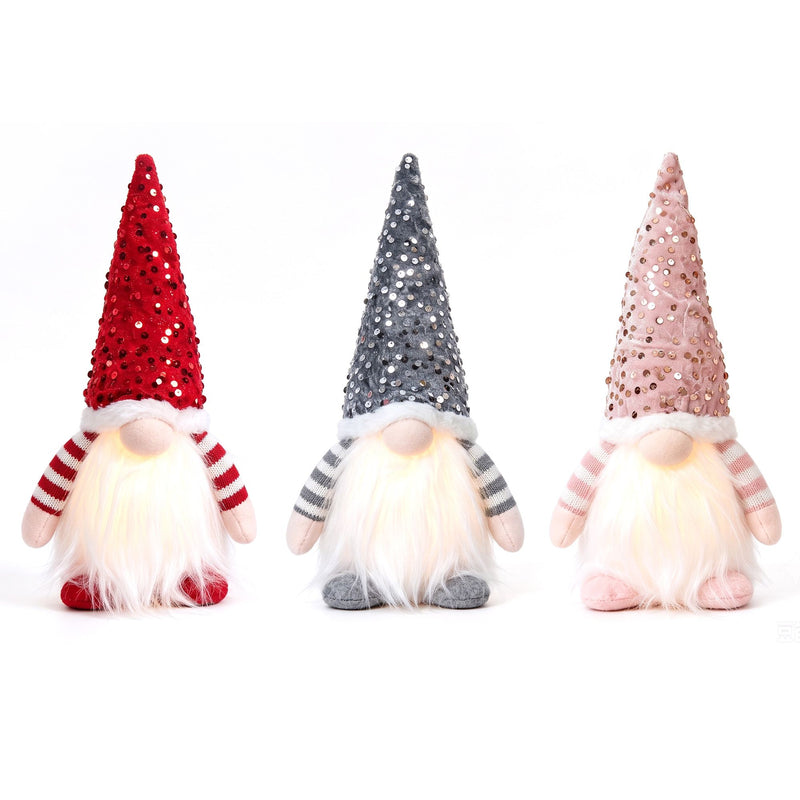 Light Up Christmas Gnomes Plush Set of 3 Warm White