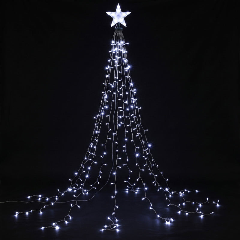 2.5M Christmas Tree Waterfall Fairy Lights with Topper