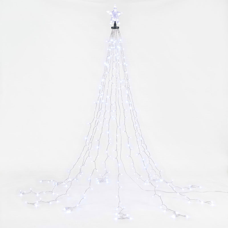2.5M Christmas Tree Waterfall Fairy Lights with Topper