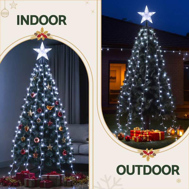 2.5M Christmas Tree Waterfall Fairy Lights with Topper
