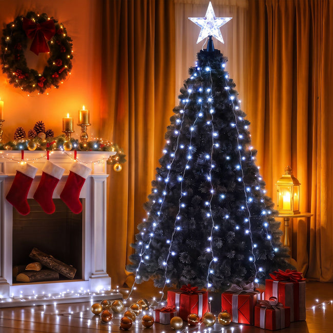 2.5M Christmas Tree Waterfall Fairy Lights with Topper