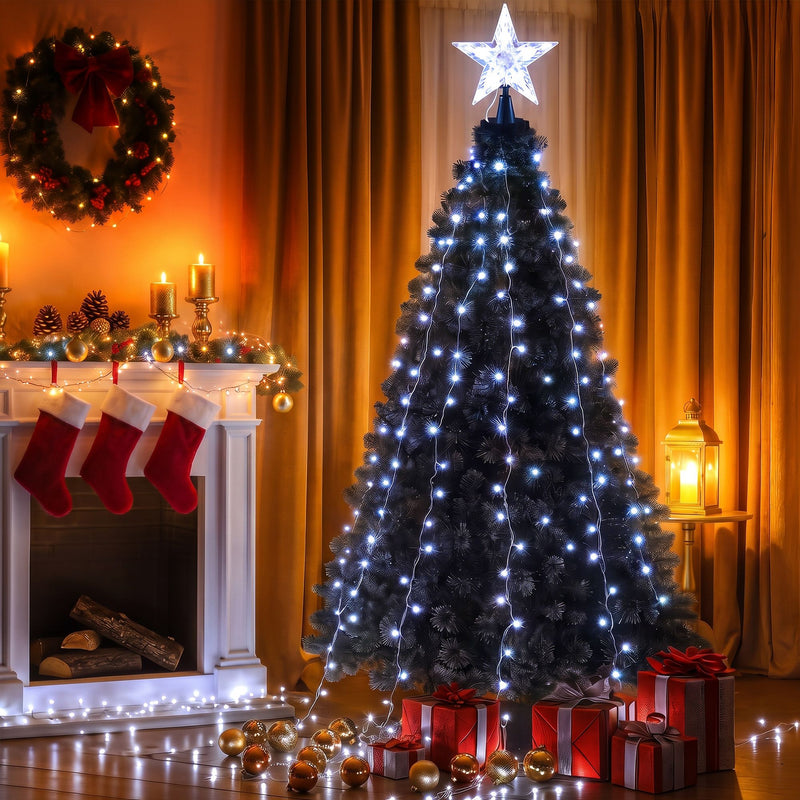 2.5M Christmas Tree Waterfall Fairy Lights with Topper