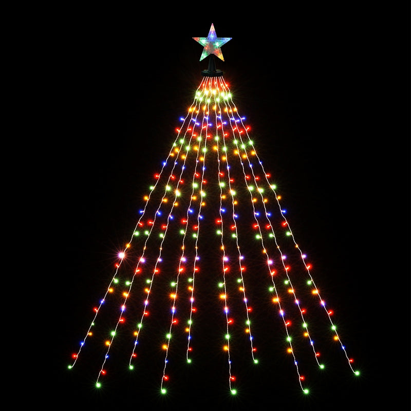 2.5M Christmas Lights Waterfall String Light 300 LED Star Topper