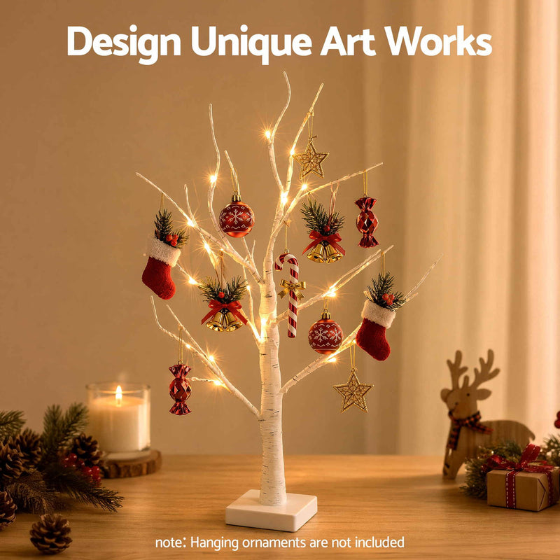60cm Lighted Branch Christmas Trees – Warm White 2 Pack