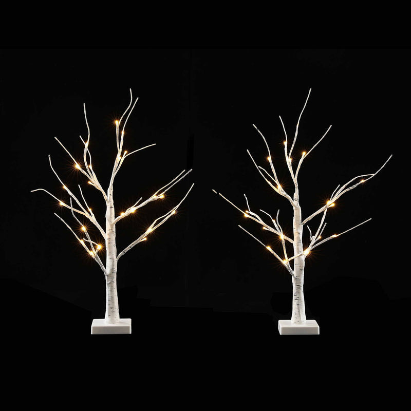 60cm Lighted Branch Christmas Trees – Warm White 2 Pack