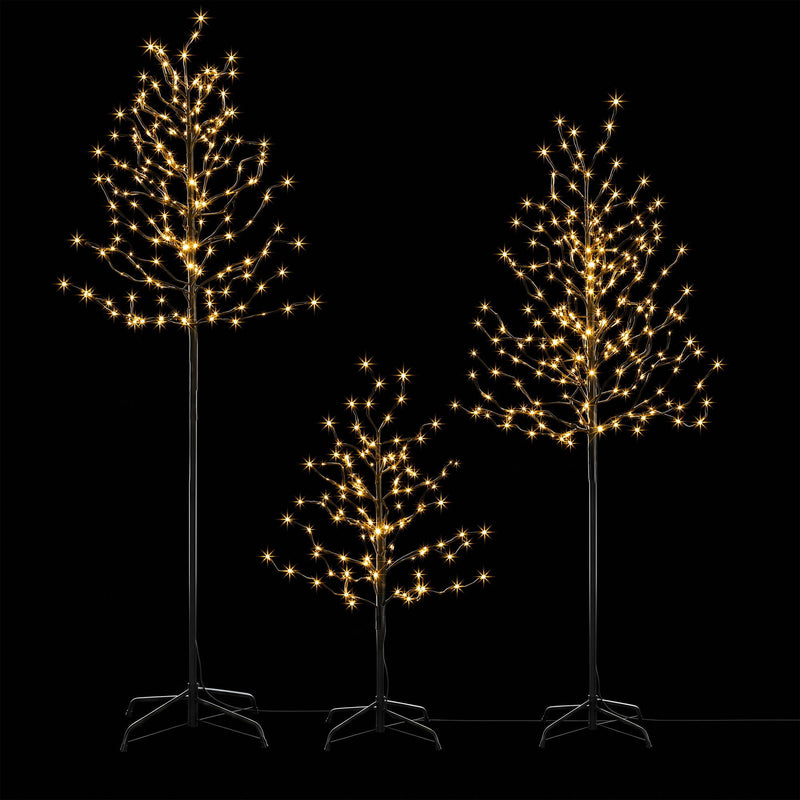 Jingle Jollys 3 Pack LED Birch Christmas Trees Warm White