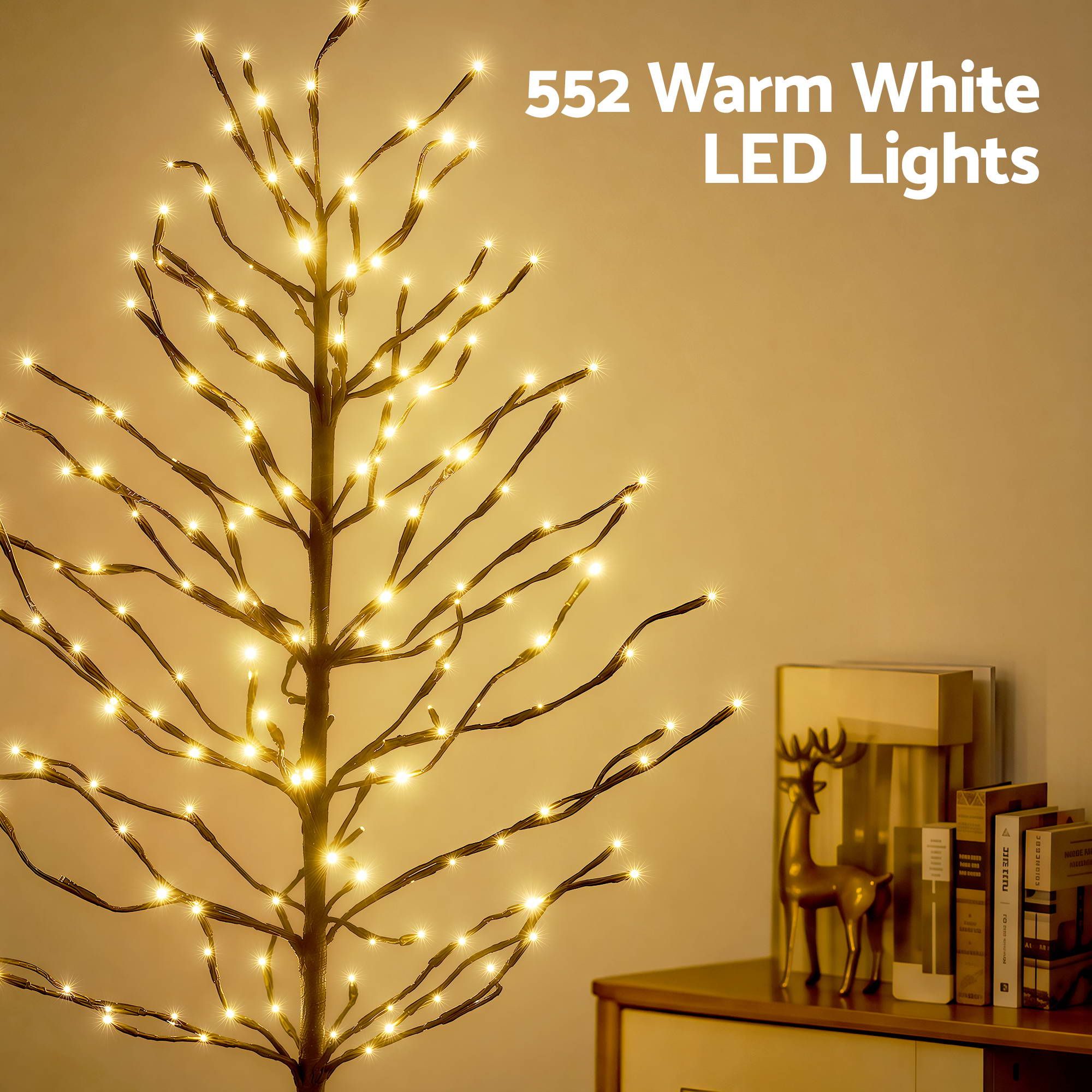 Jingle Jollys 3 Pack LED Birch Christmas Trees Warm White
