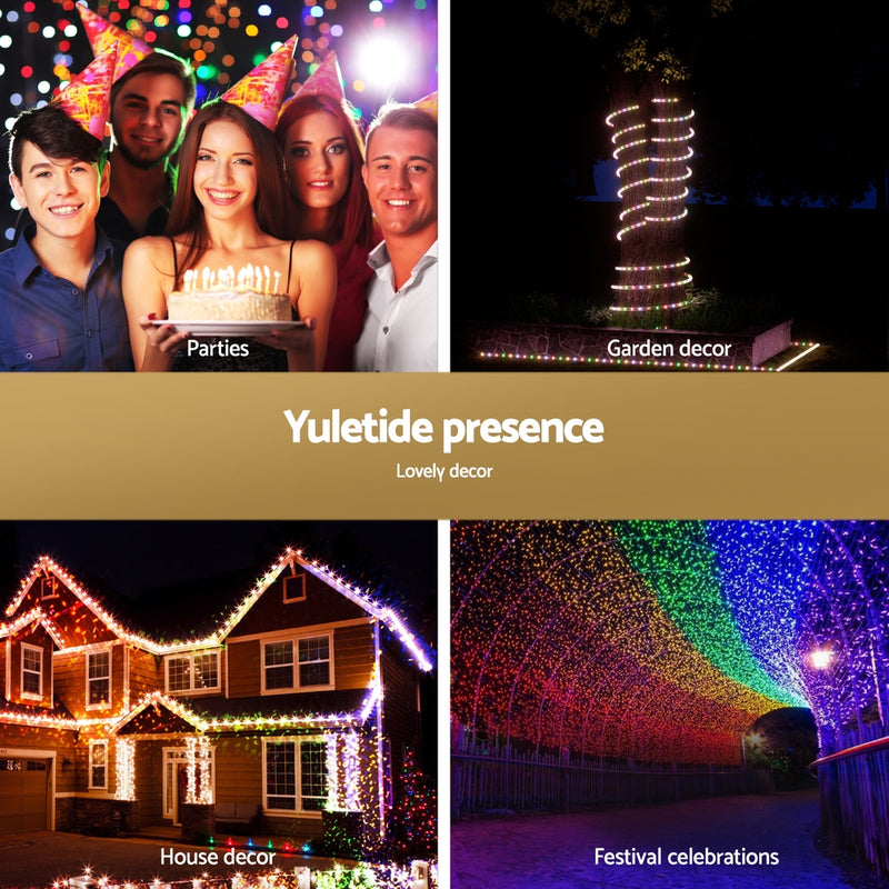 20M Christmas Lights String Rope Light 600 LED Colorful
