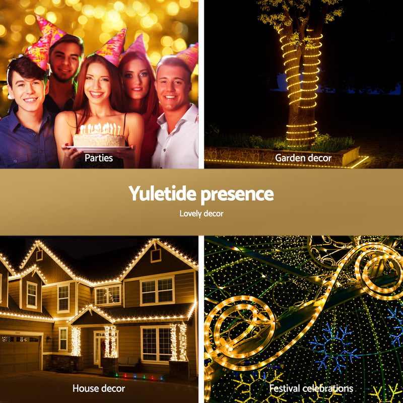 20M Christmas Lights String Rope Light 600 LED Warm