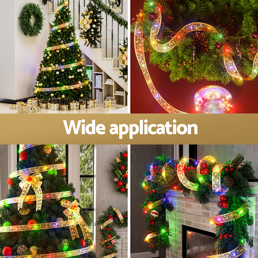 20M Christmas Fairy Ribbon Light 200 LED Golden Décor