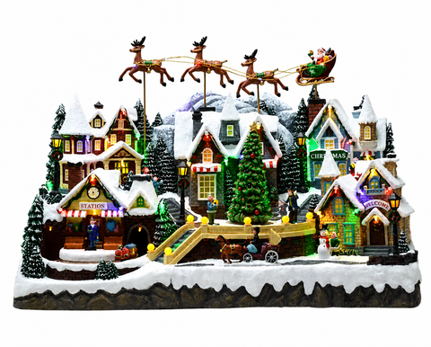 Large LED Santa's Village Christmas Display 55cmH
