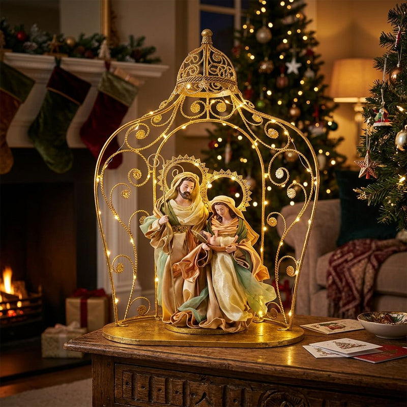 63cm Handmade Holy Family Nativity Gazebo