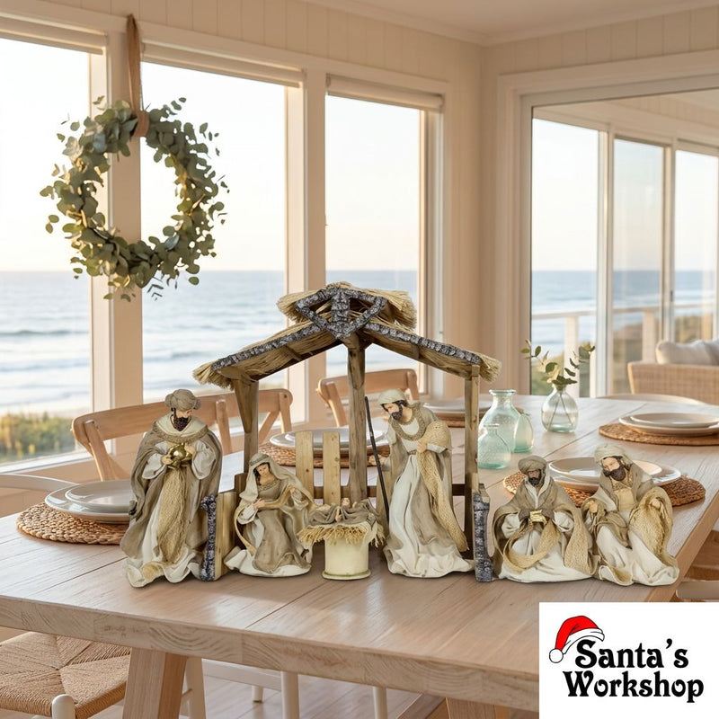 PRE-ORDER | 53cm Handmade Nativity Scene with Stable