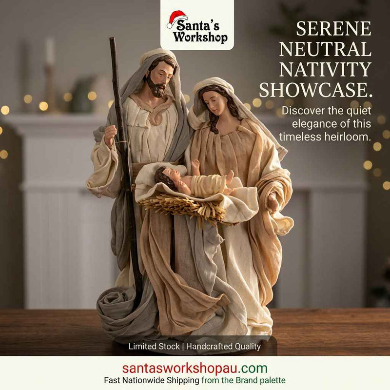 35cm Beige & White Holy Family Nativity Ornament