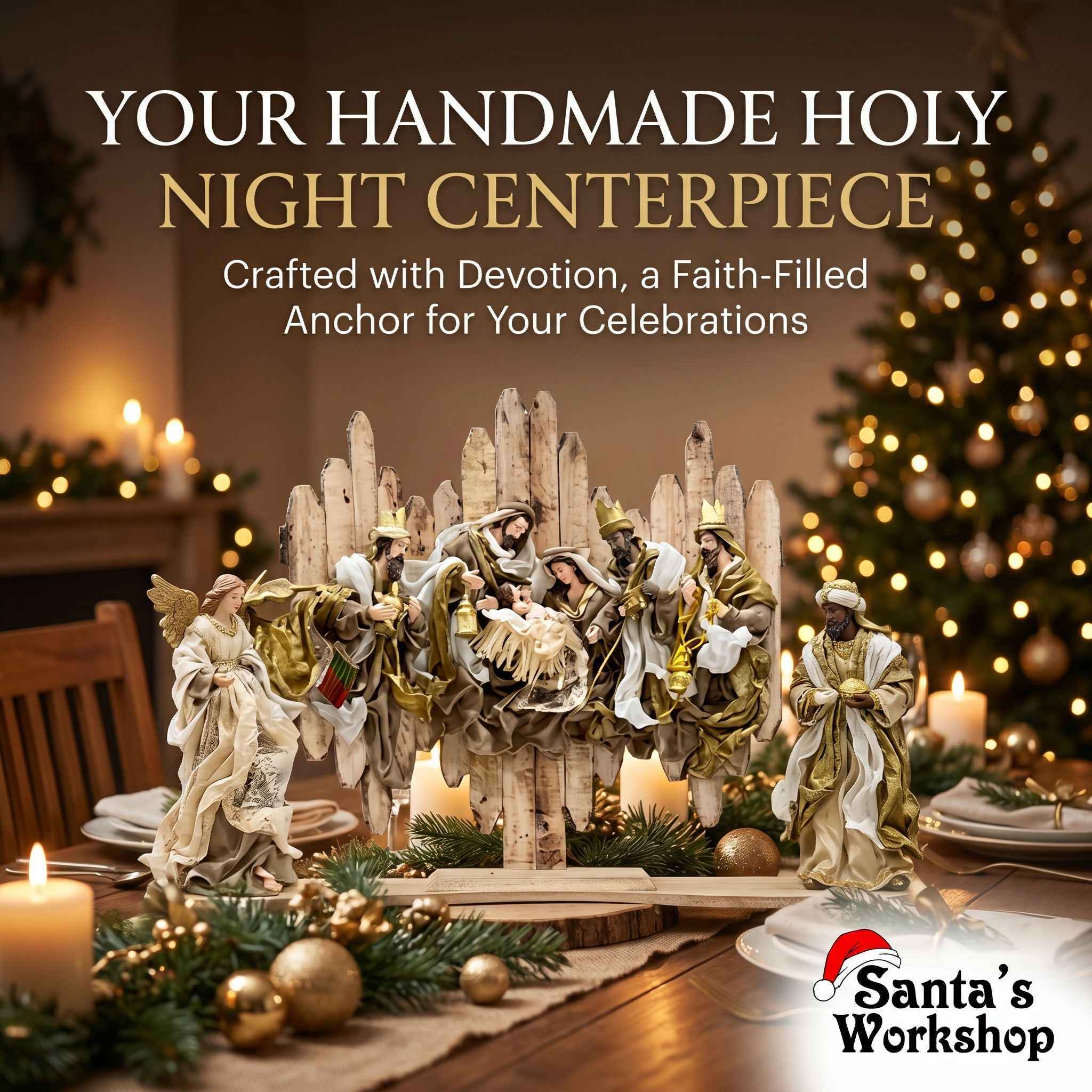 78cm Handmade Christmas Nativity Wreath