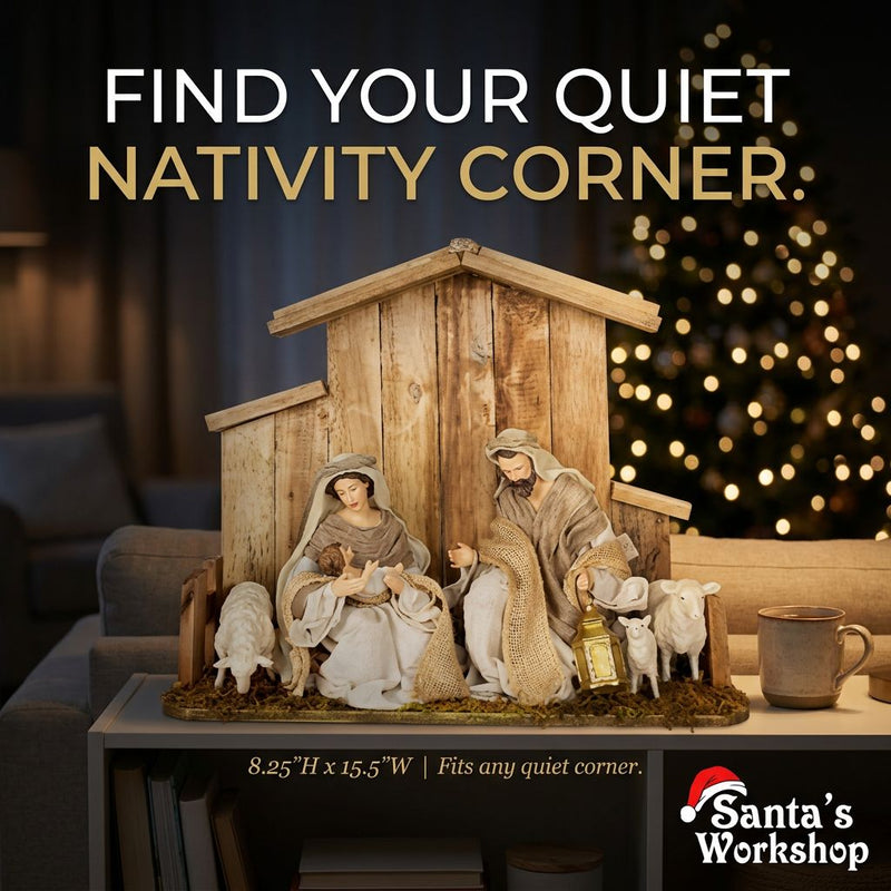 PRE-ORDER | 40cm Handmade Holy Family Nativity Set with Stable