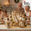 45cm Gold & White Holy Family Nativity Set with Three Wise Men