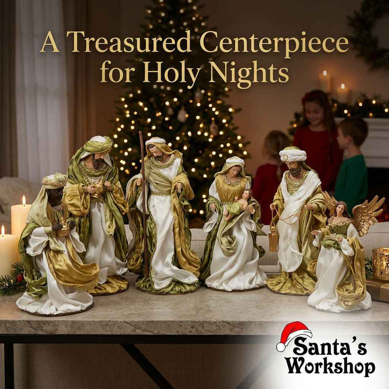 35–50cm Handmade Nativity Set with Manger & Angel