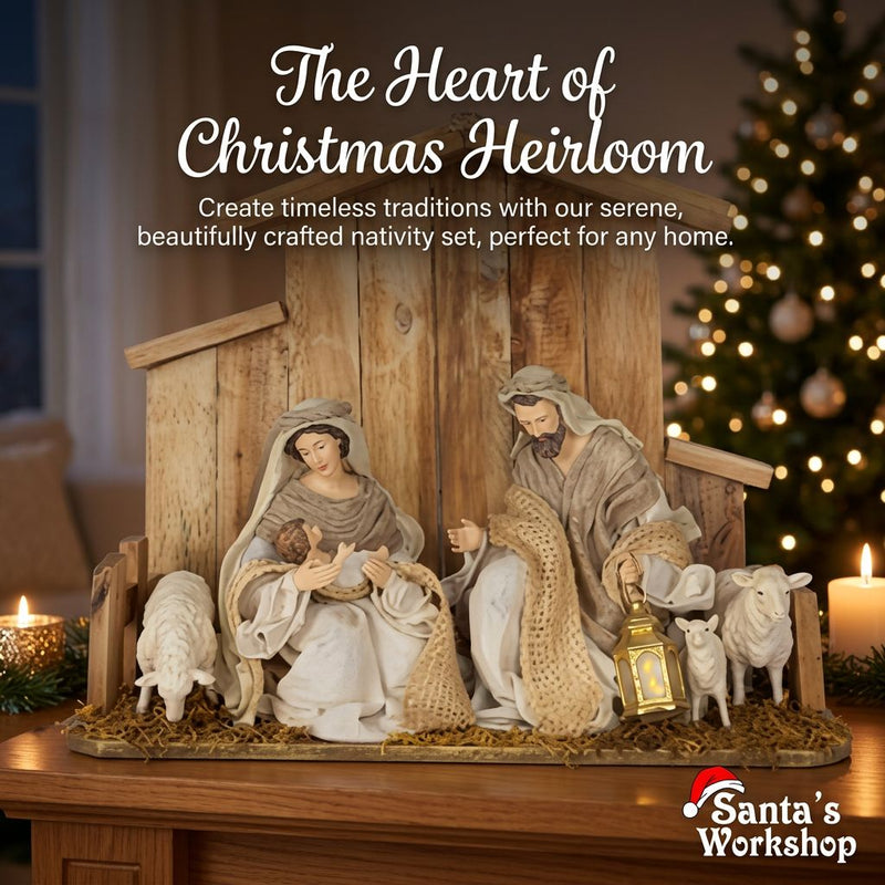 PRE-ORDER | 40cm Holy Family Nativity Set with Stable