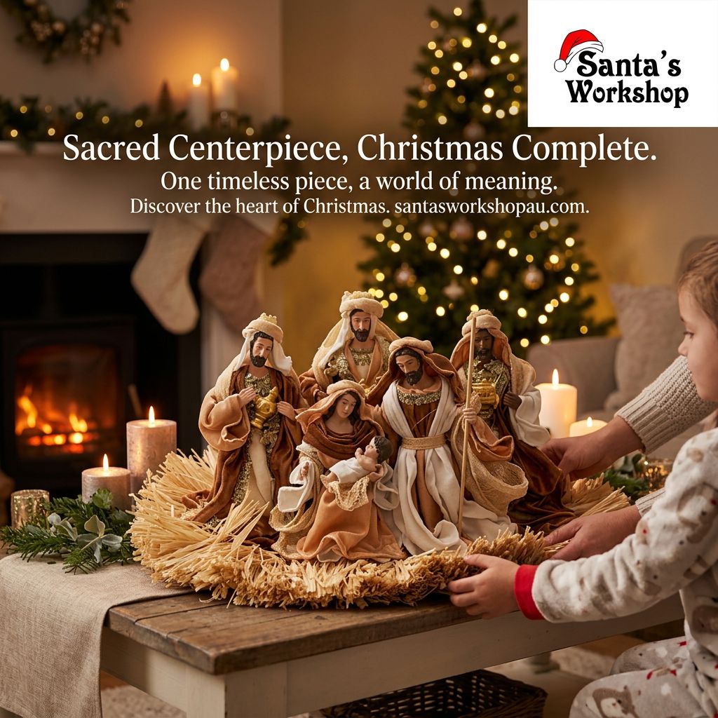 53cm Brown Holy Family Nativity Set with Manger