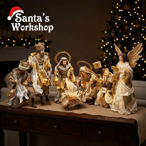 45cm Handmade Nativity Set with Angel & Three Wise Men