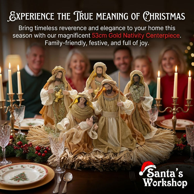 Gold Nativity with Manger – 53cm