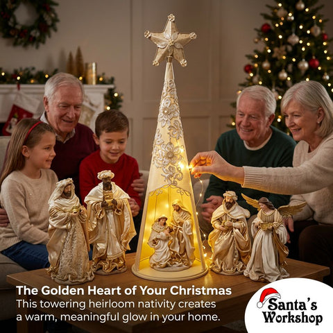 88cm Handmade Nativity Set with Gazebo, Angel & Three Wise Men