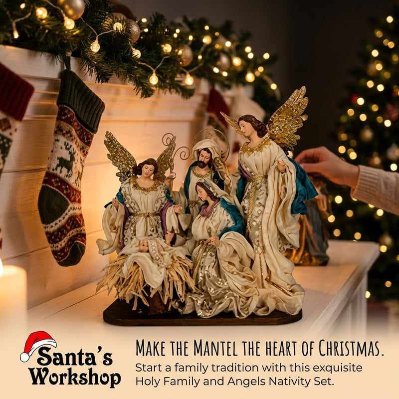 PRE-ORDER | 34cm Holy Family Nativity Set with Angels