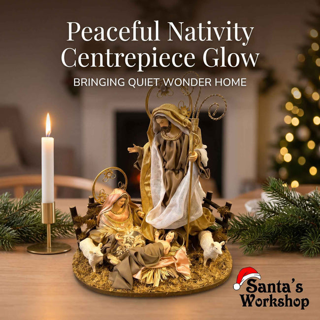 30cm Holy Family Nativity Ornament with Barn Animals