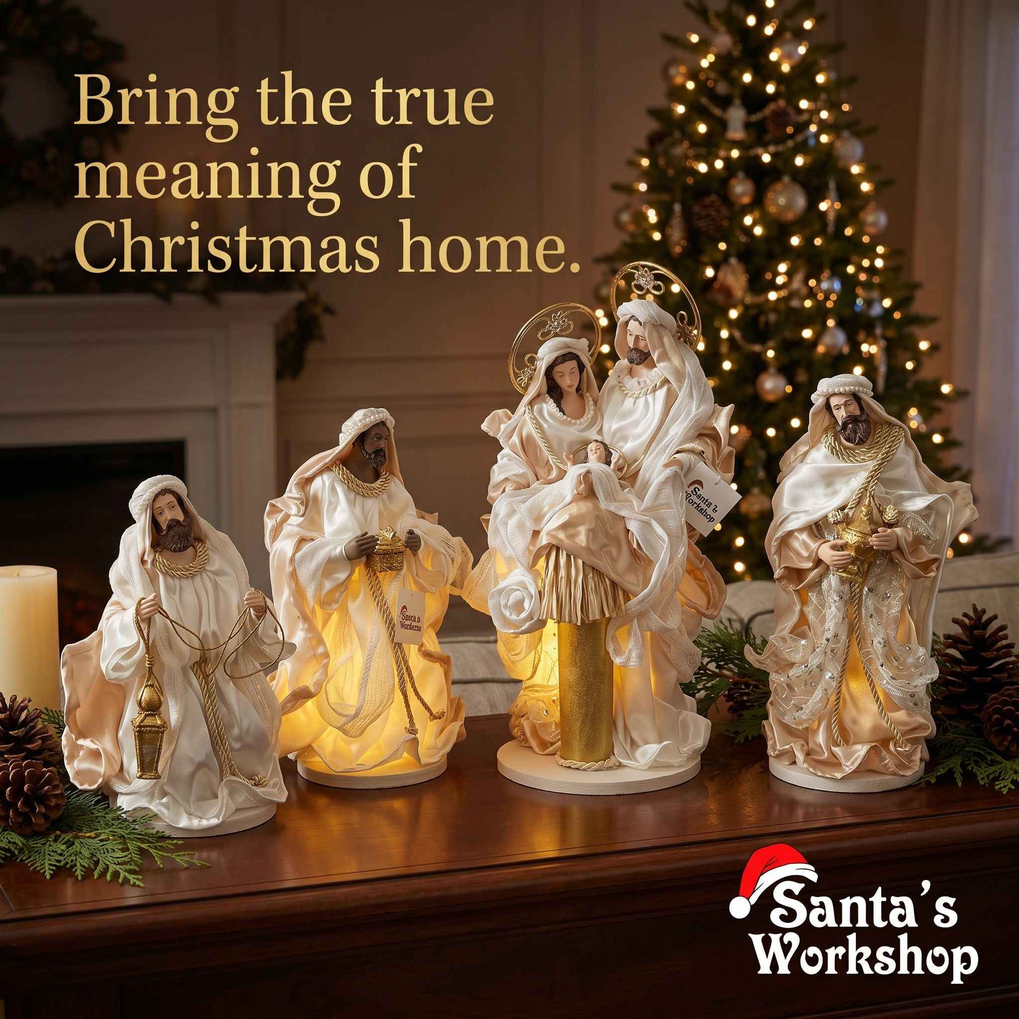 38cm Handmade Nativity Set with Holy Family & Three Wise Men