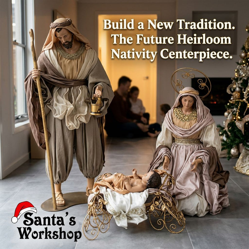 PRE-ORDER | 131cm Handmade Nativity Set with Manger
