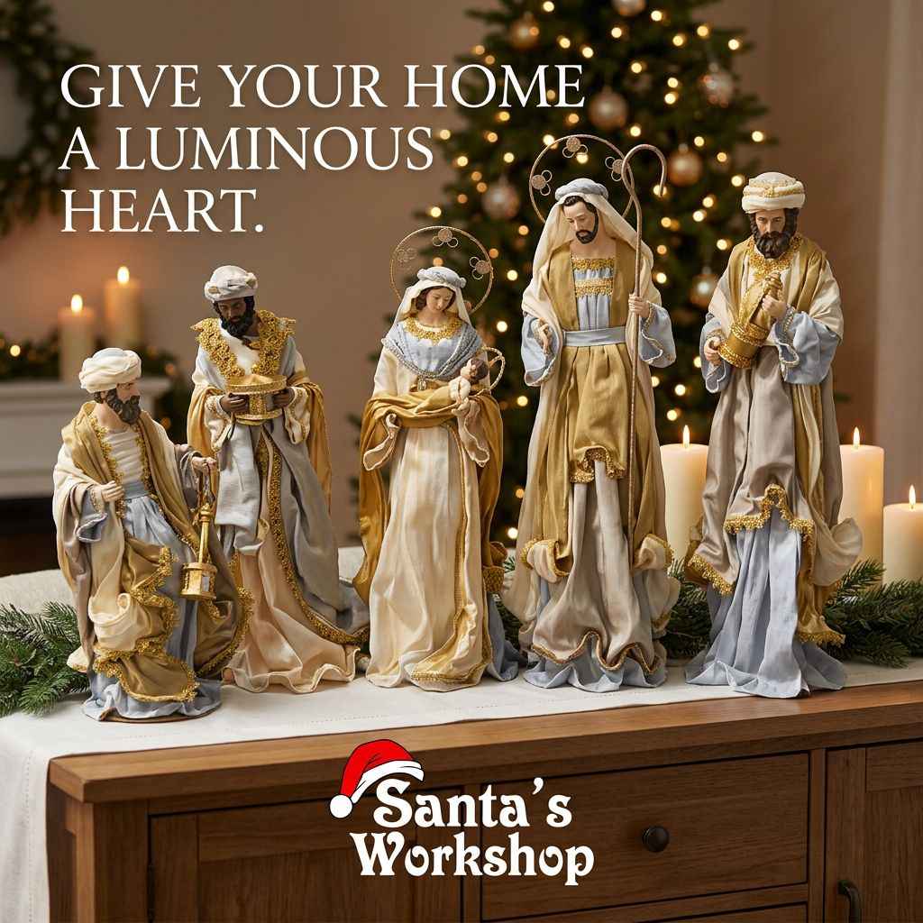 65cm Handmade Nativity Set with Three Wise Men