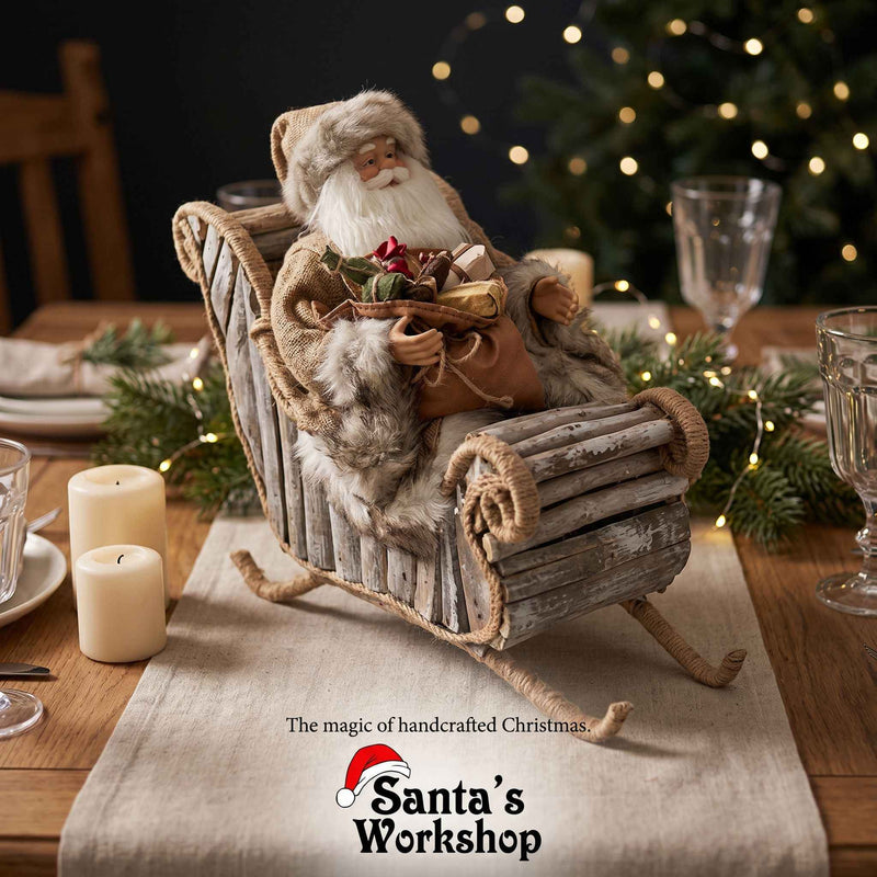 Santa Claus in Driftwood Sleigh – 40cm