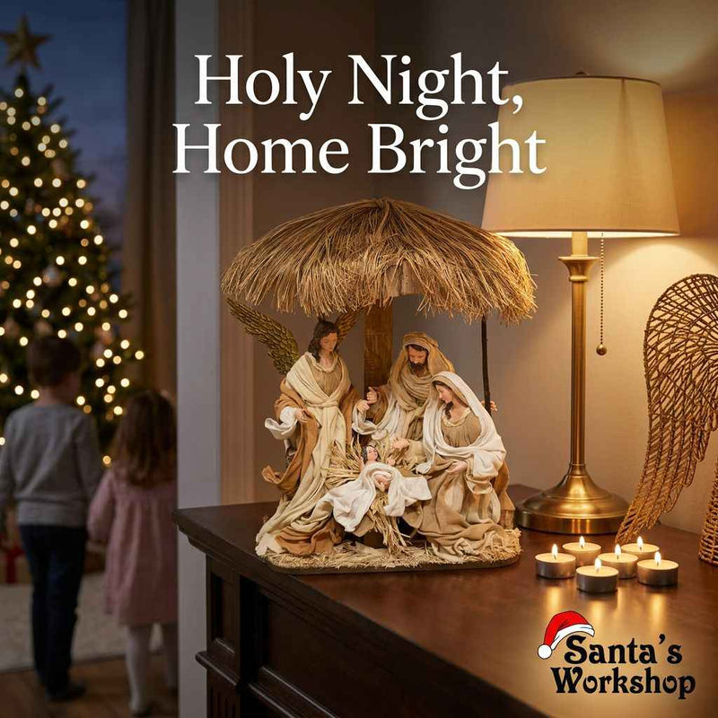40cm Holy Family & Angel Nativity Scene