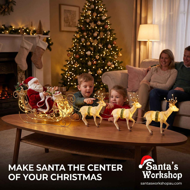 Santa Claus Sleigh with Reindeer – 95cm