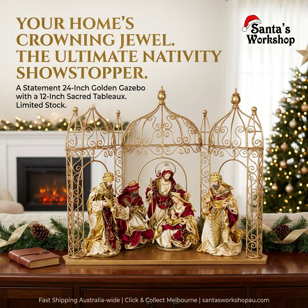 PRE-ORDER | 61cm Handmade Holy Family Nativity Gazebo