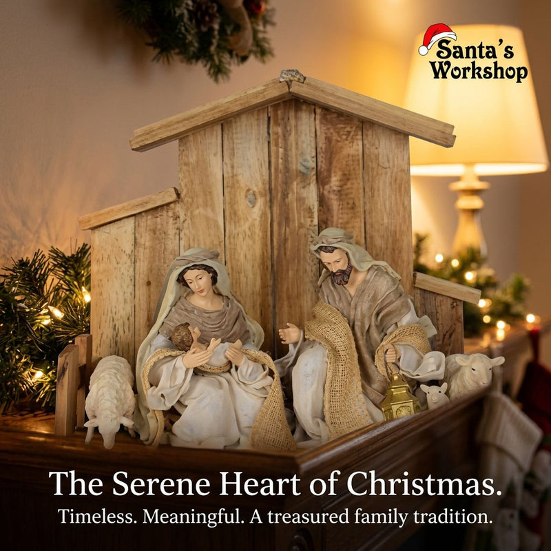 PRE-ORDER | 40cm Holy Family Nativity Set with Stable