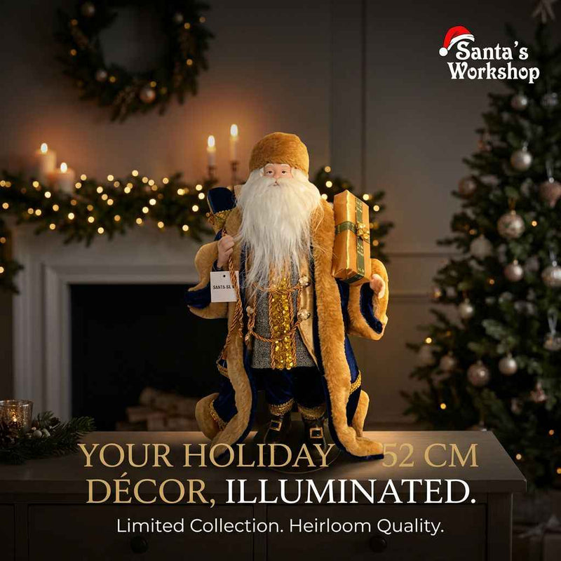 Blue Velvet Standing Santa – 52cm