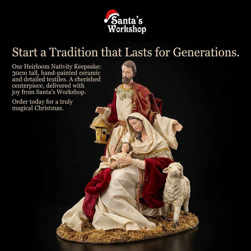 30cm Red & Gold Holy Family Nativity Ornament