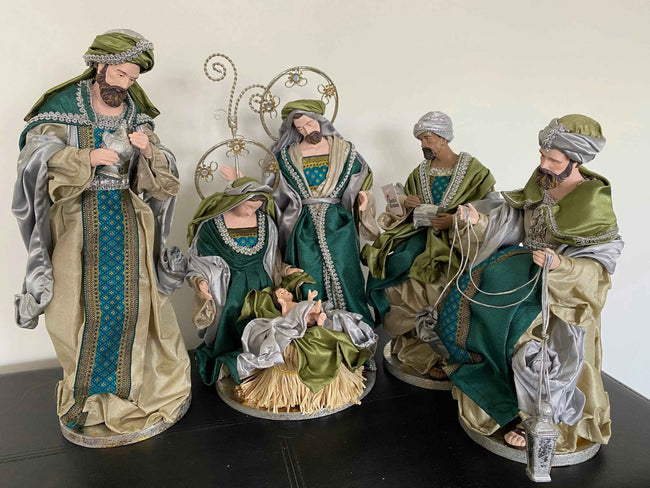 51cm Handmade Nativity Set with Angel & Manger