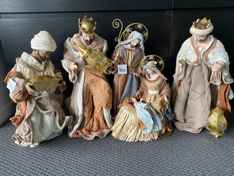 51cm Handmade Nativity Set with Manger