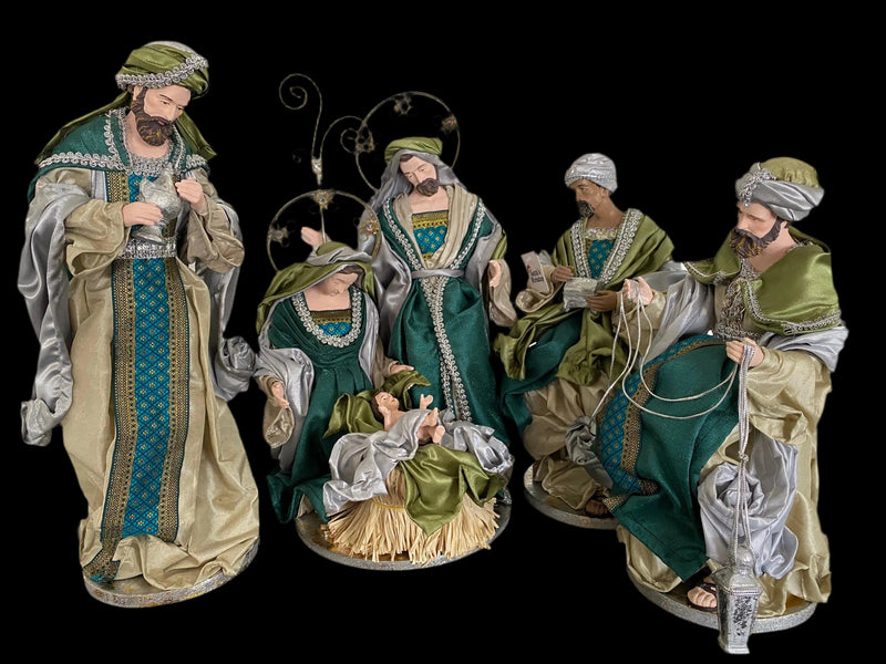 51cm Handmade Nativity Set with Angels & Manger